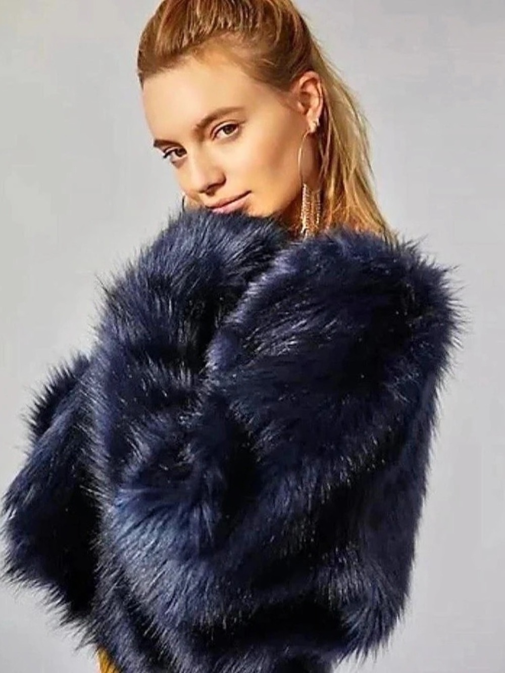 Free People Frankie Faux Fur Jacket Blue